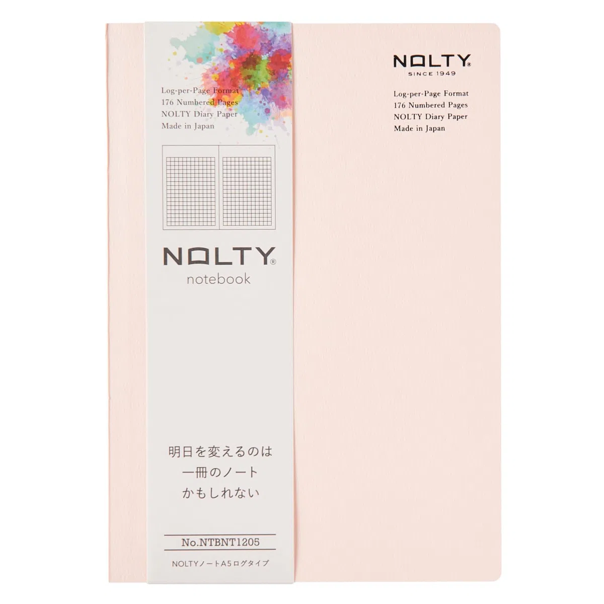 NOLTY Cuaderno A5, cuadrícula de 3,5 mm, 176 páginas, fabricado en Japón, color rosa