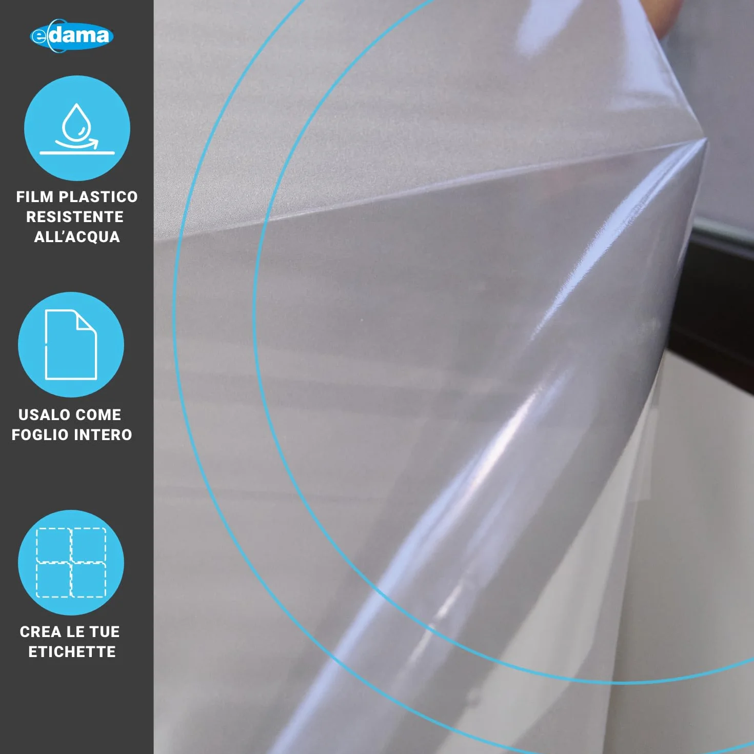 Papel adhesivo transparente. impresión láser 30 hojas a4