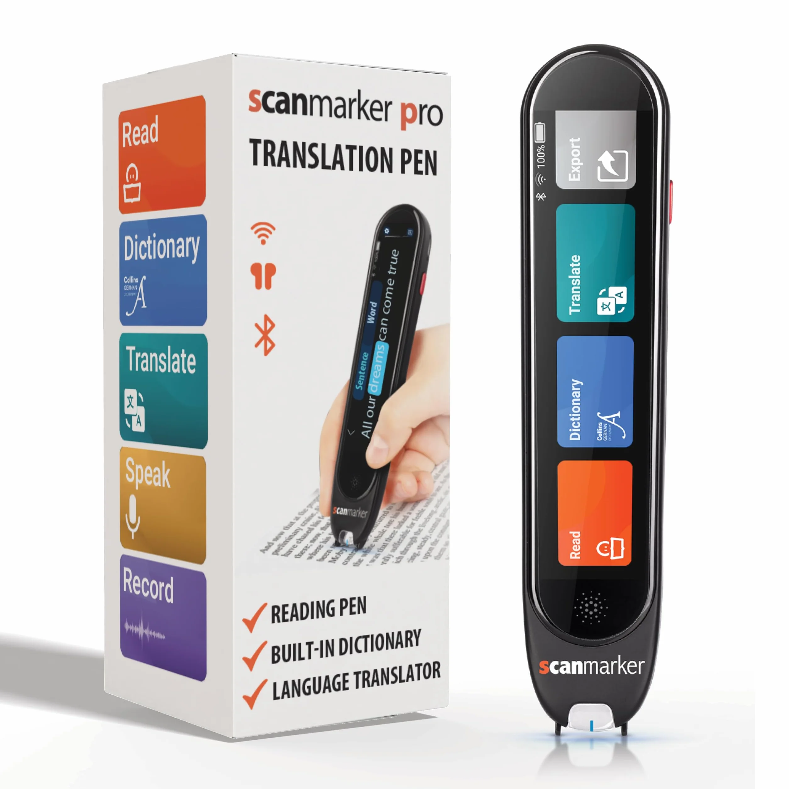 Scanmarker Pro | Lápiz Escáner Traductor y Lápiz Lector de Texto | Bolígrafo Traductor de Idiomas Multilingüe para Lectura, Aprendizaje de Idiomas e Apoyo a la Dislexia