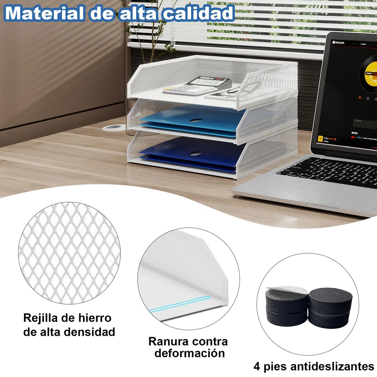 PUNCIA Bandeja para Cartas A4 Archivador de Documentos 3 Bandejas Metal Escritorio Organizador de Archivos Bandeja de Papel Almacenamiento para Oficina Sala de Trabajo Escuela Oficina Blanco