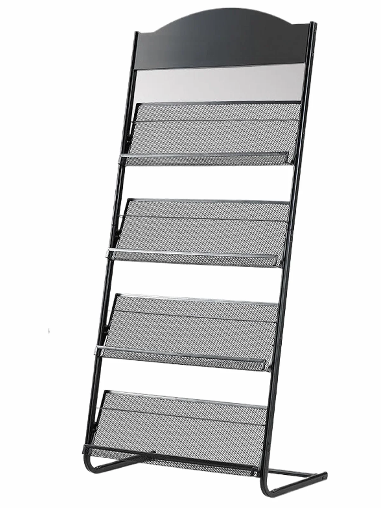 Soporte para Revistas Suelo Expositor de Pie para Folletos 4 Estantes Revistero Acero 40x29x146CM
