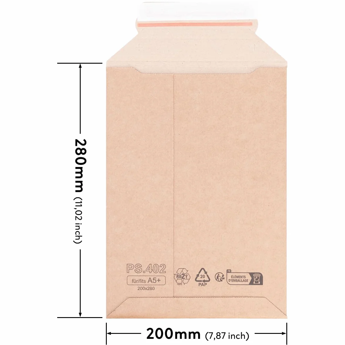Sobres de envío de cartón ondulado 200 x 280 mm A5+ marrones autoadhesivos 100 unidades