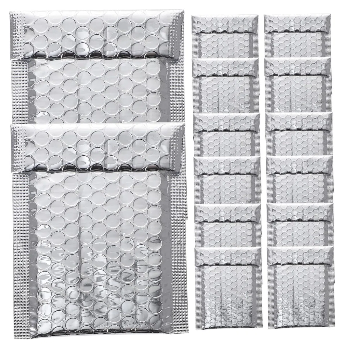 Sobres de Burbujas de Envío Plateados Cierre Autosellante, Protección Extra y Resistente para Joyería y Productos Electrónicos, Pack de 100 Unidades