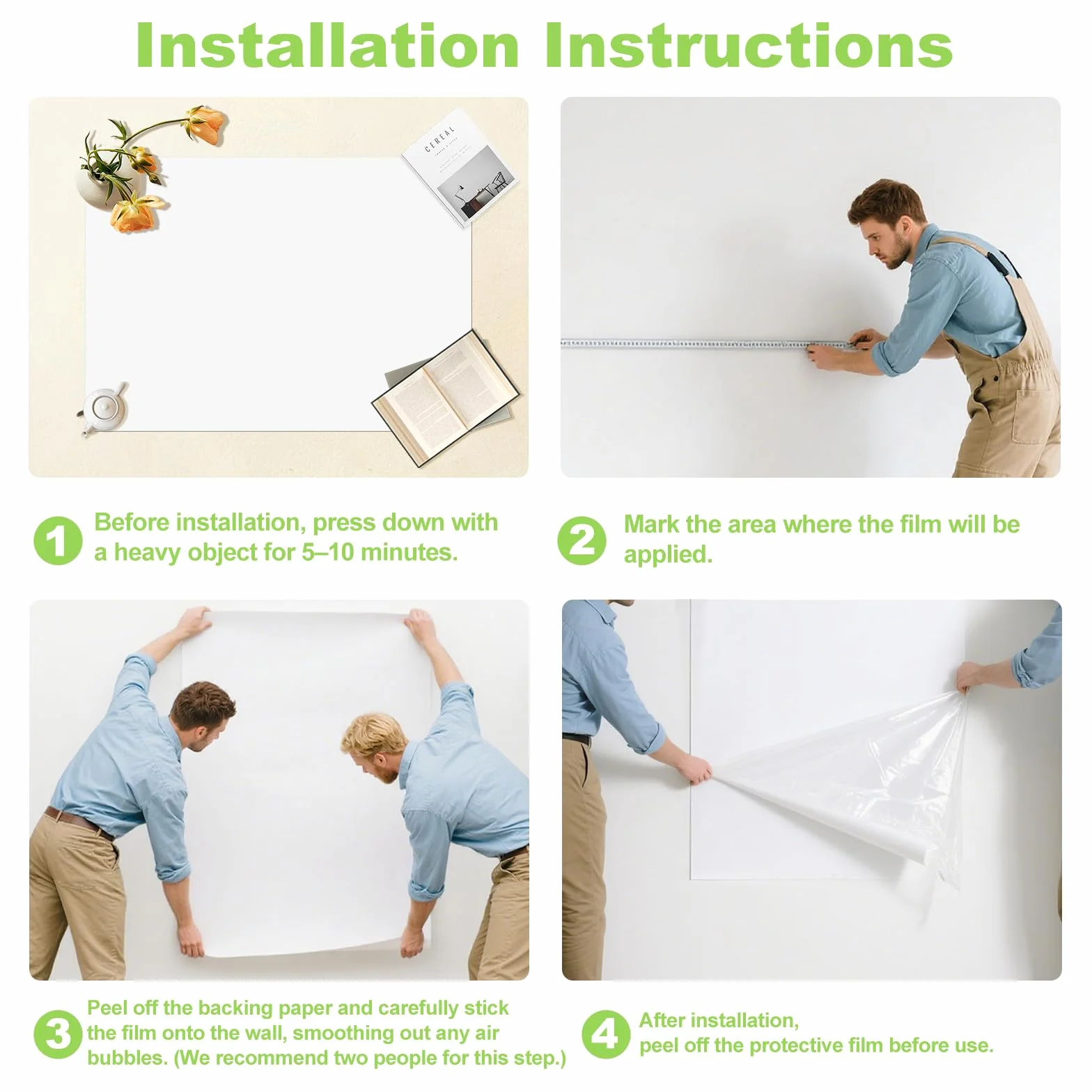 Rollo de pizarra blanca magnética adhesiva 80 x 40 cm papel borrable con rotuladores borrador e imanes