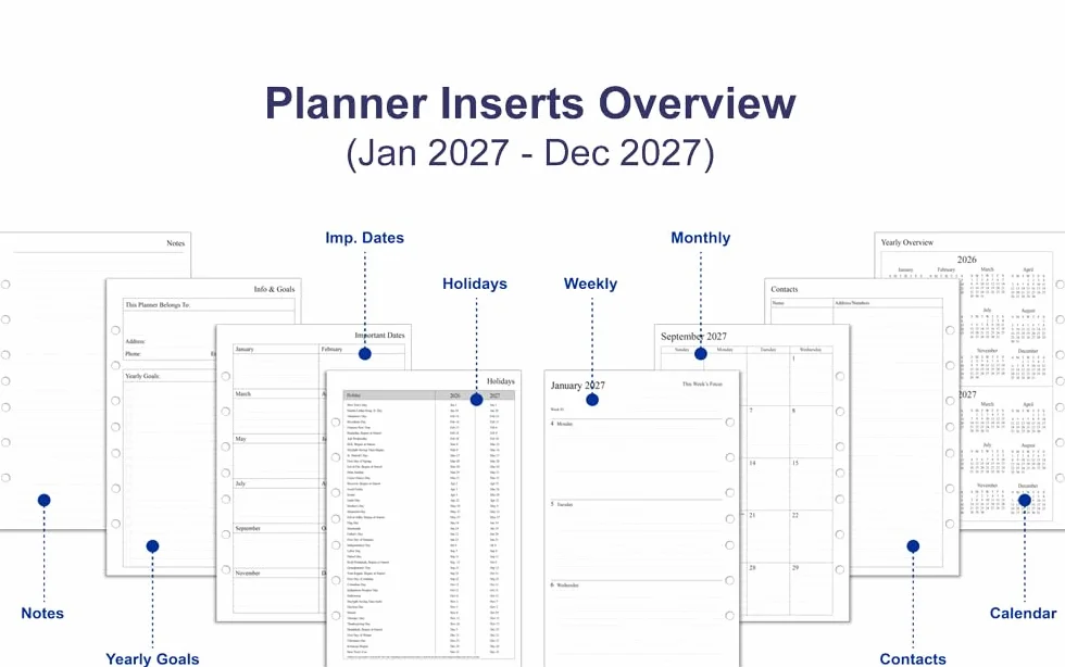 Fan&Ran Planificador de cuero 2025 de 5.5 x 8.5 pulgadas con carpeta de cuero de 3 anillas, páginas semanales y mensuales del año completo 2025, bolsillos interiores, recargable