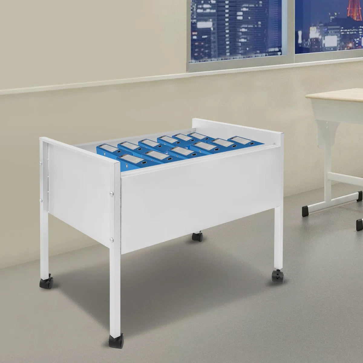 Carro archivador colgante, 80 casillas Archivador archivador con ruedas | armario de oficina para oficinas, salas de reuniones, salas de estudio, capacidad de carga 30 kg 70 x 37 x 60 cm