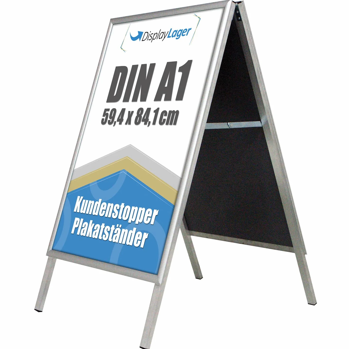 DisplayLager - Customer Budget Alu-Line, plata, para uso interior, ambos lados (2 carteles) (A1)