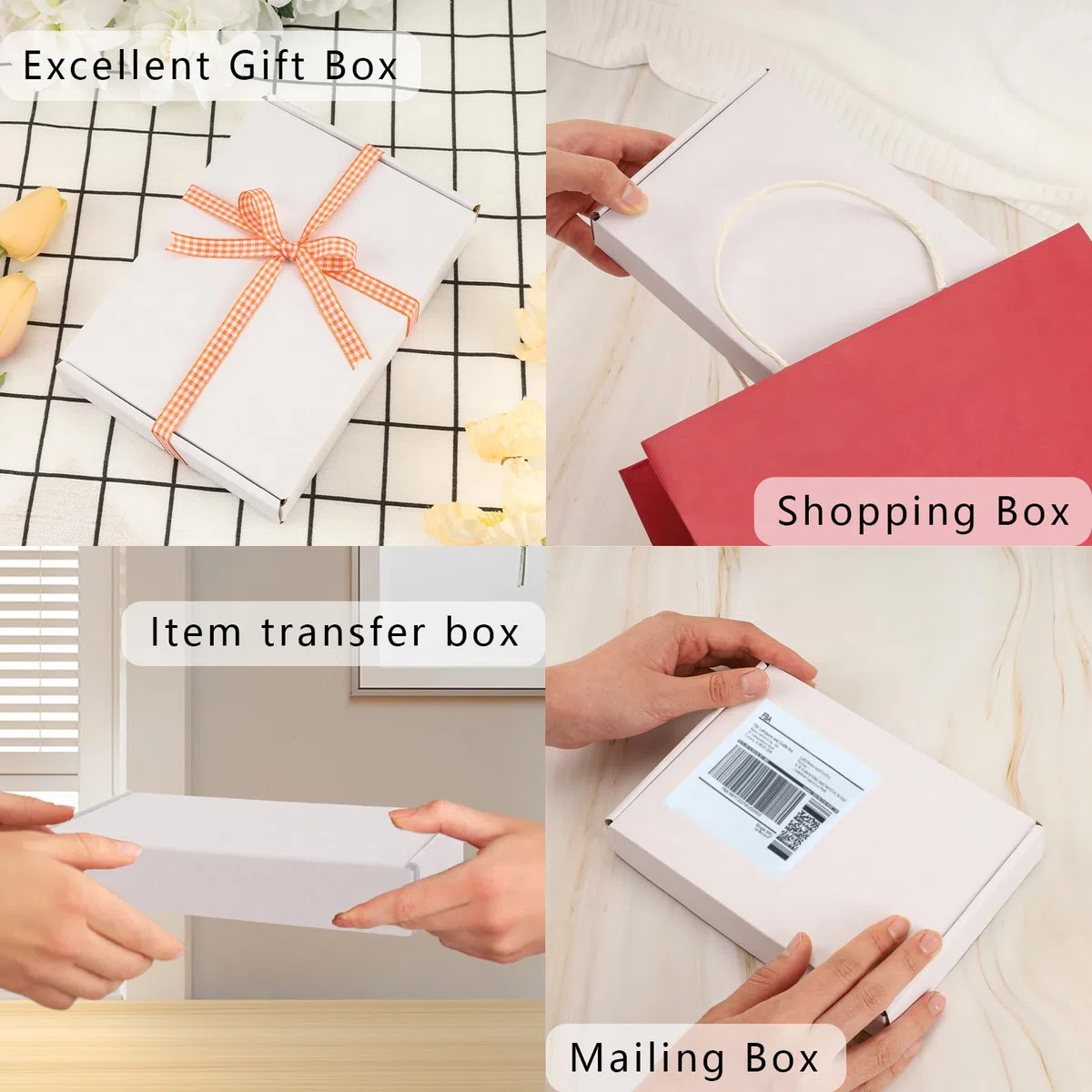 BIOBROWN Cajas de cartón corrugado blancas para pequeñas empresas, comercio electrónico y envoltorio de regalo, 18 x 13 x 2,5 cm (50 unidades)