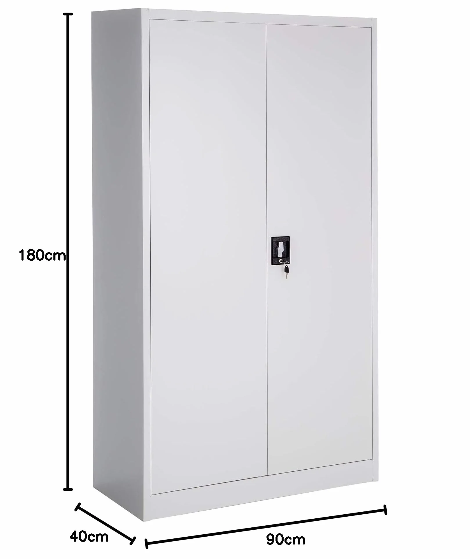 tectake® Armario Metalico Archivador Oficina, Mueble de Acero con Revestimiento en Polvo, con 2 Puertas y Cierre Seguridad, Armario Almacenaje, Muebles Oficina - 2 Estanterías 40 x 90 x 180 cm Gris