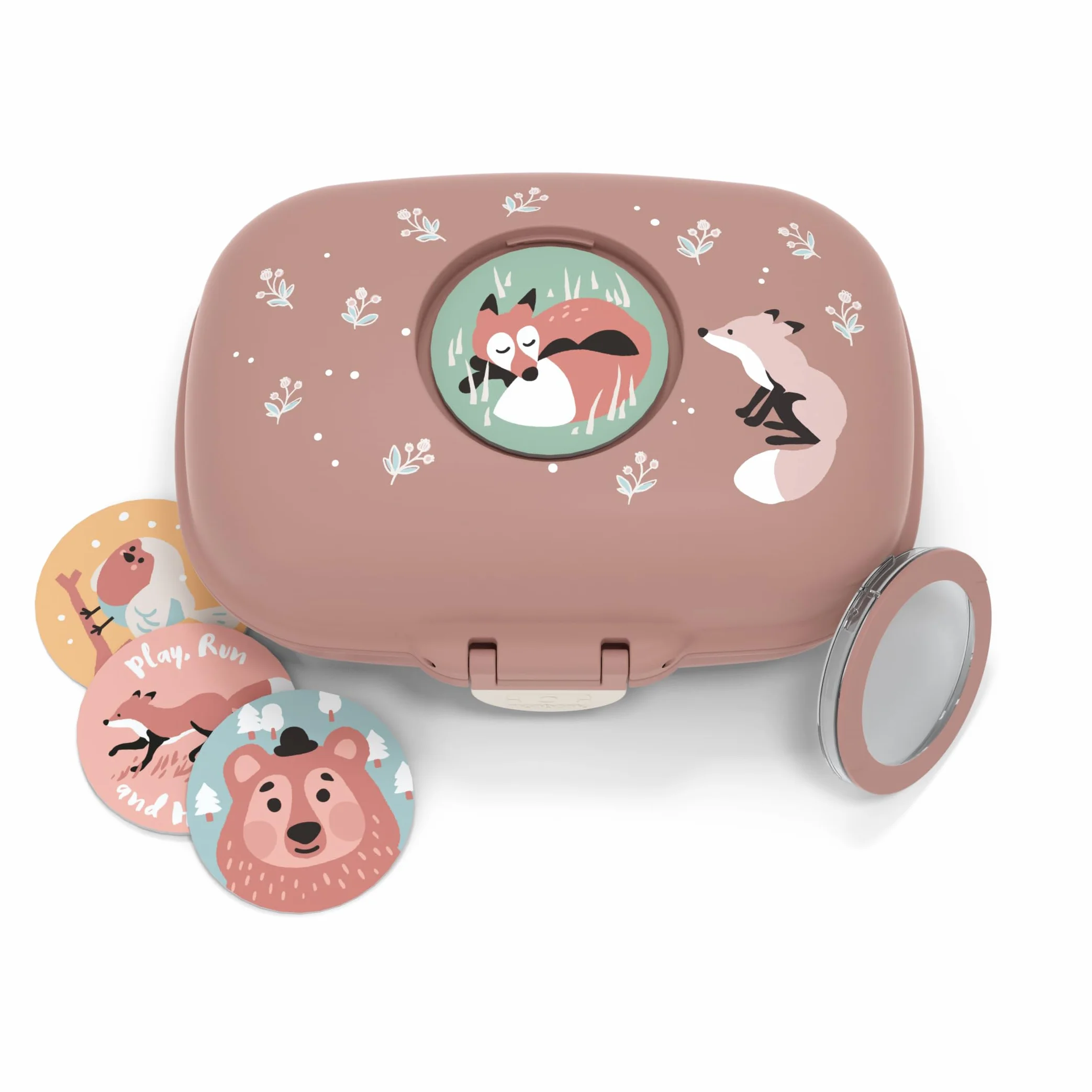 monbento - Caja de Merienda Infantil MB Gram Fox - Caja de Merienda para Niños - Ideal Escuela o Parque - Sin BPA - Segura y Duradera - Rosa Canela