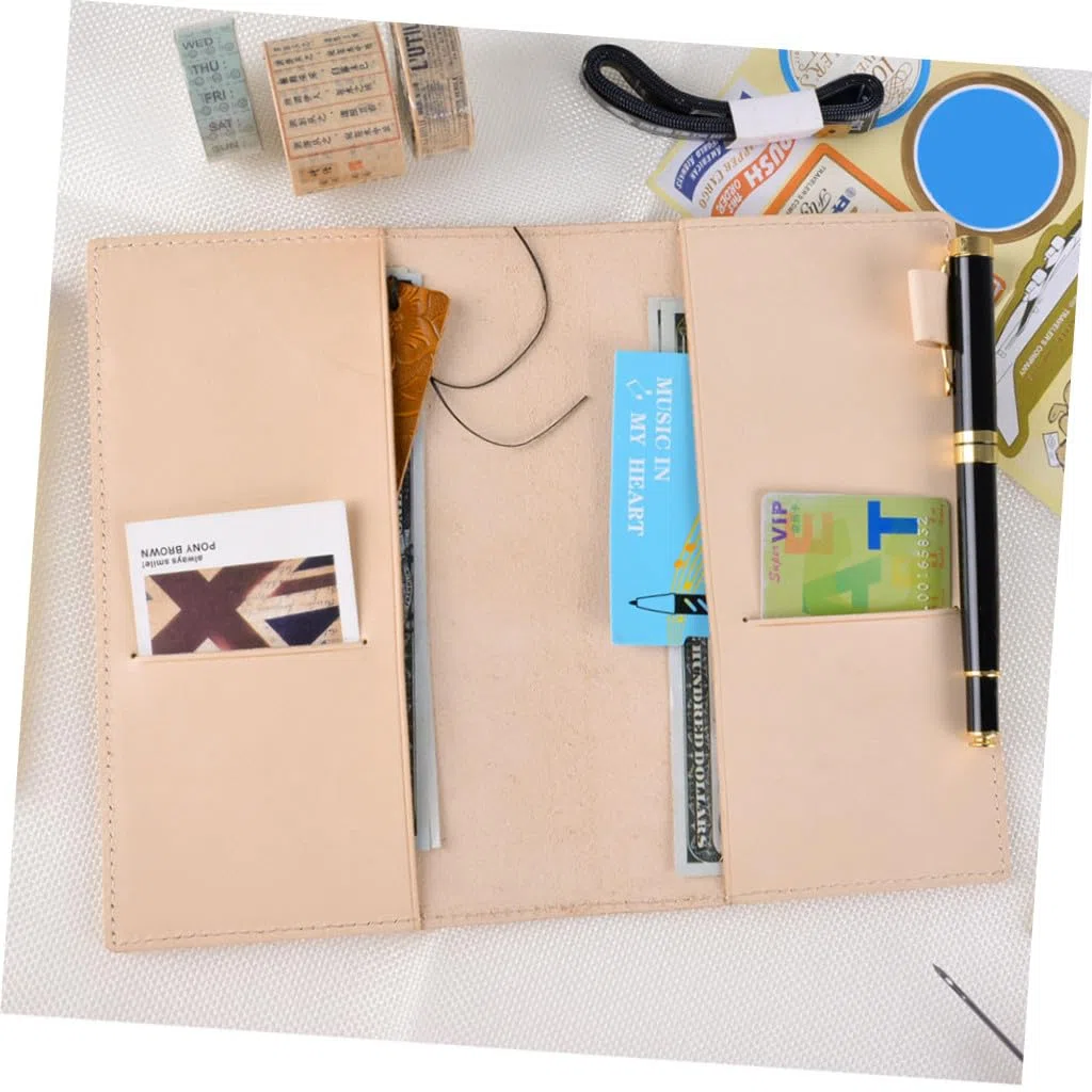 OSALADI de Cuaderno de Piel de Cuero Vegetal Funda Protectora para Notas y Papelería para Oficina y Escuela con y Soporte para Bolígrafo