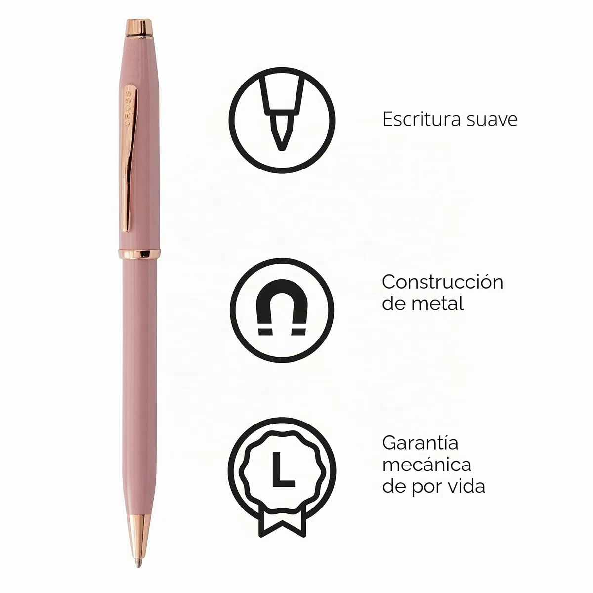Cross Century II - Bolígrafo (trazos M, tinta negra, incluye caja de regalo), color rosa y rosa