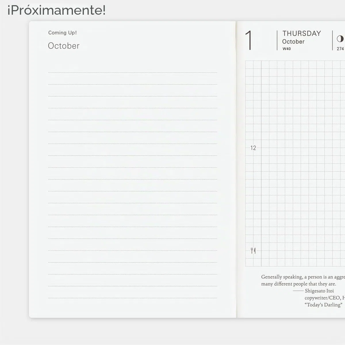 Hobonichi Techo 2026 Libro Planificador – A6, Inglés, Diario, Inicio de Enero, Inicio de Lunes