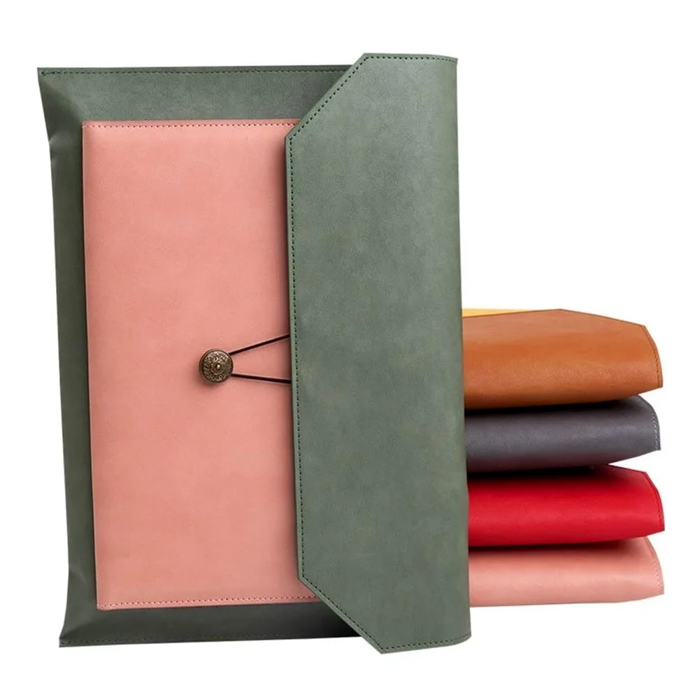 Organizador Bolsa de Archivo de Cuero Bolsa de Archivo de Papel A4 Bolsa de Carpeta Información Maletín de Negocios Bolsa de Almacenamiento de facturas para la Oficina(Green)