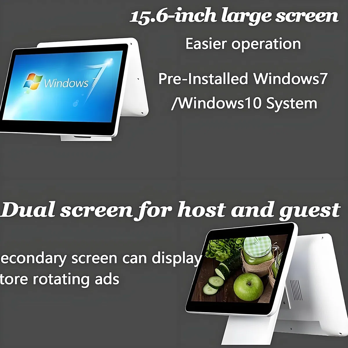 TPV con Pantalla táctil de 15,6 Pulgadas, Caja registradora Inteligente con Pantalla táctil, Sistemas operativo Windows 10, Ideal para restaurantes y Negocios