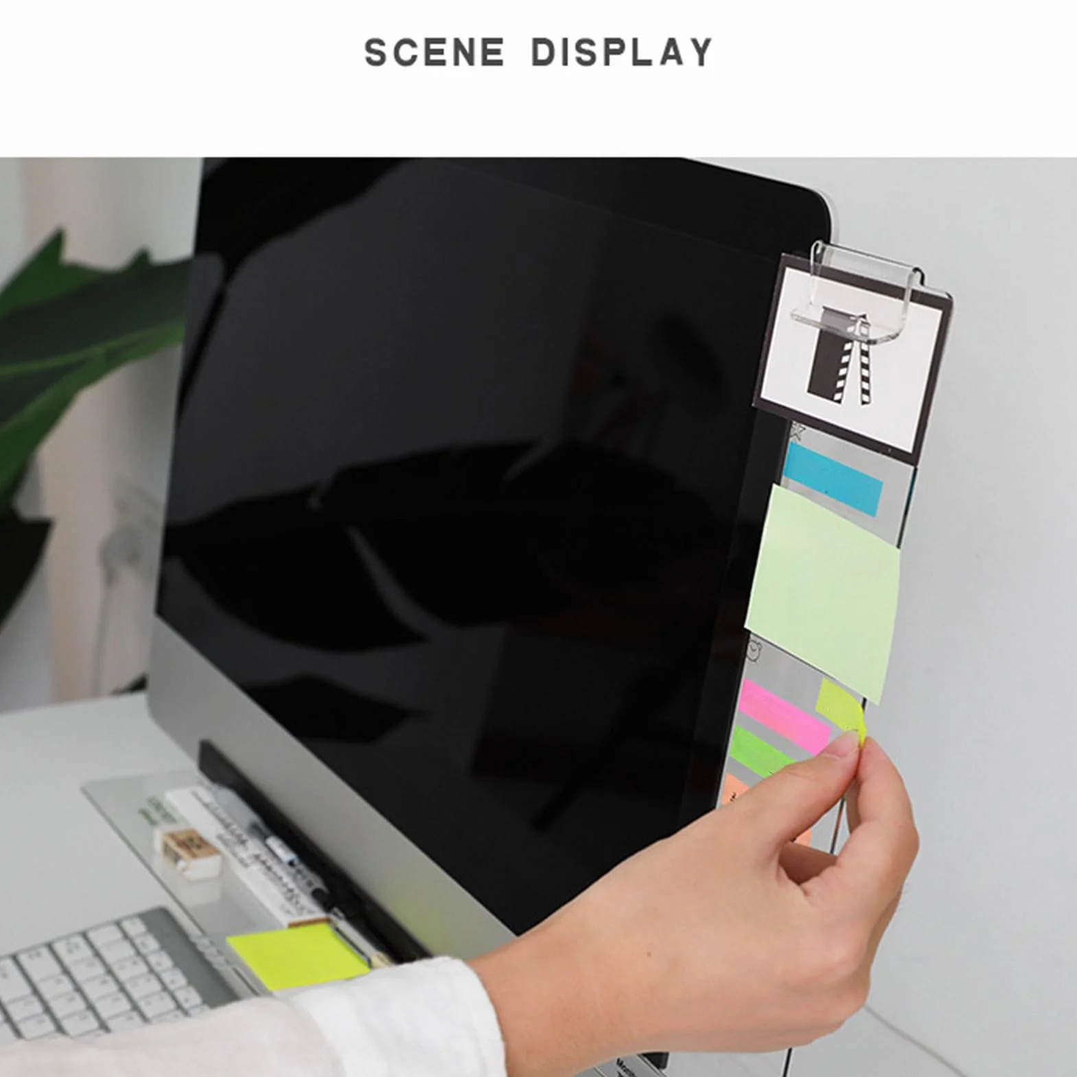 Porta Notas Para Monitor | Panel Lateral Acrílico Transparente Para Computadora | Organizador Adhesivo De Mensajes Para Escritorio Con Montaje Lateral Y Accesorios De Oficina Para Teléfono Y