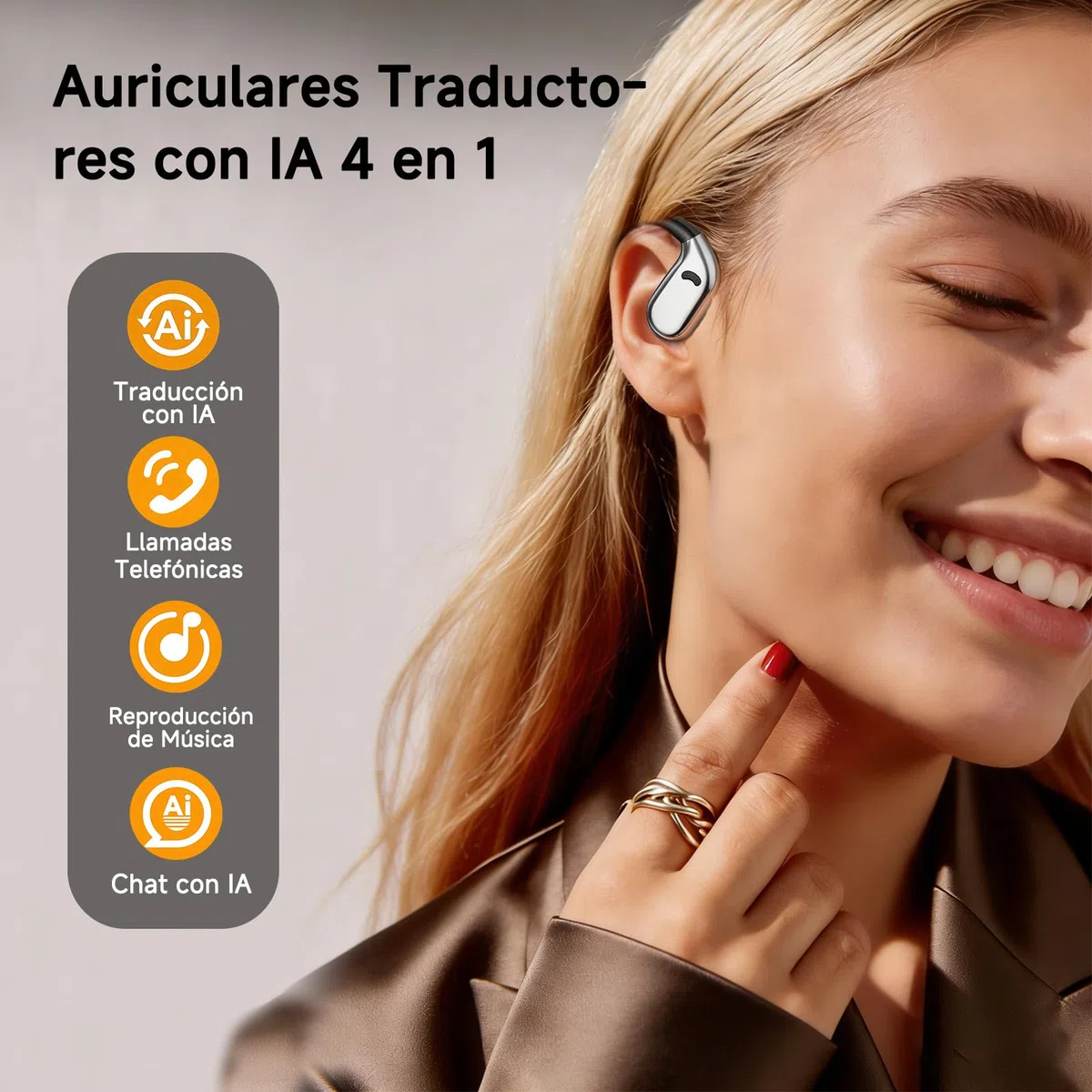 Auriculares traductores con IA en Tiempo Real: Dispositivo de traducción 3 en 1 con 144 Idiomas, traductor español-inglés, Auriculares traductores de oído Abierto para Viajes y Aprendizaje