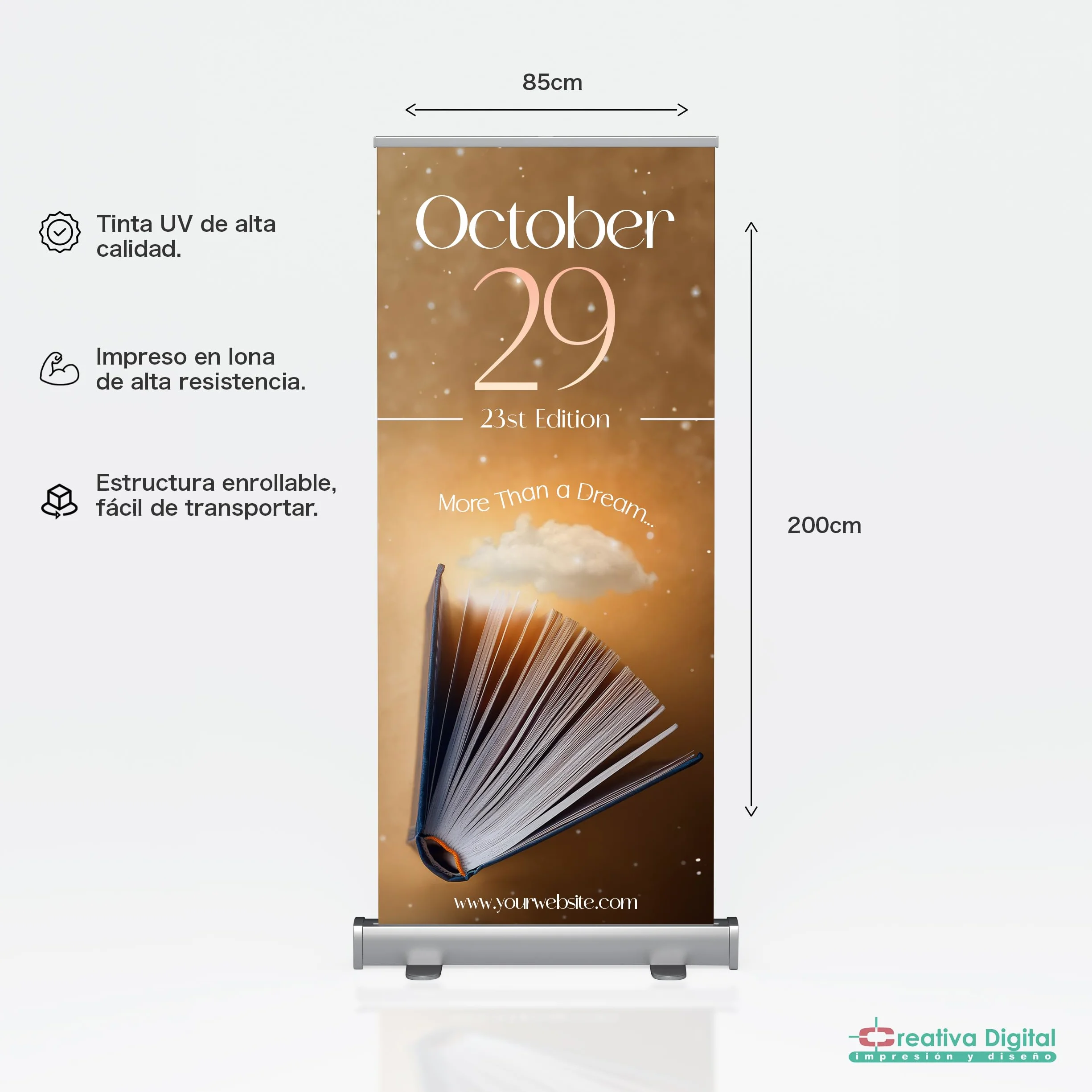 ROLL UP IMPRESION INCLUÍDA (85x200) FLM Low Budget| Roll Banner | Banner Display | Feria atril | Banner | pantalla Banner | Online diseñar |