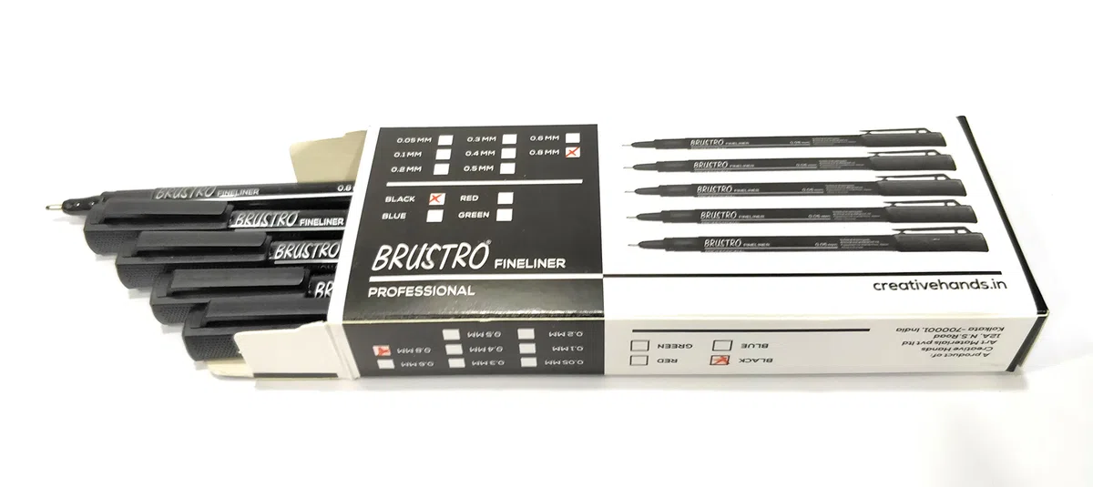 BRUSTRO Caja de 10 rotuladores profesionales a base de pigmentos (tamaños de punta de 0,8 mm, tinta negra y resistente a los rayos UV) con agarre cómodo, ideal para mandala, bocetos, escritura,