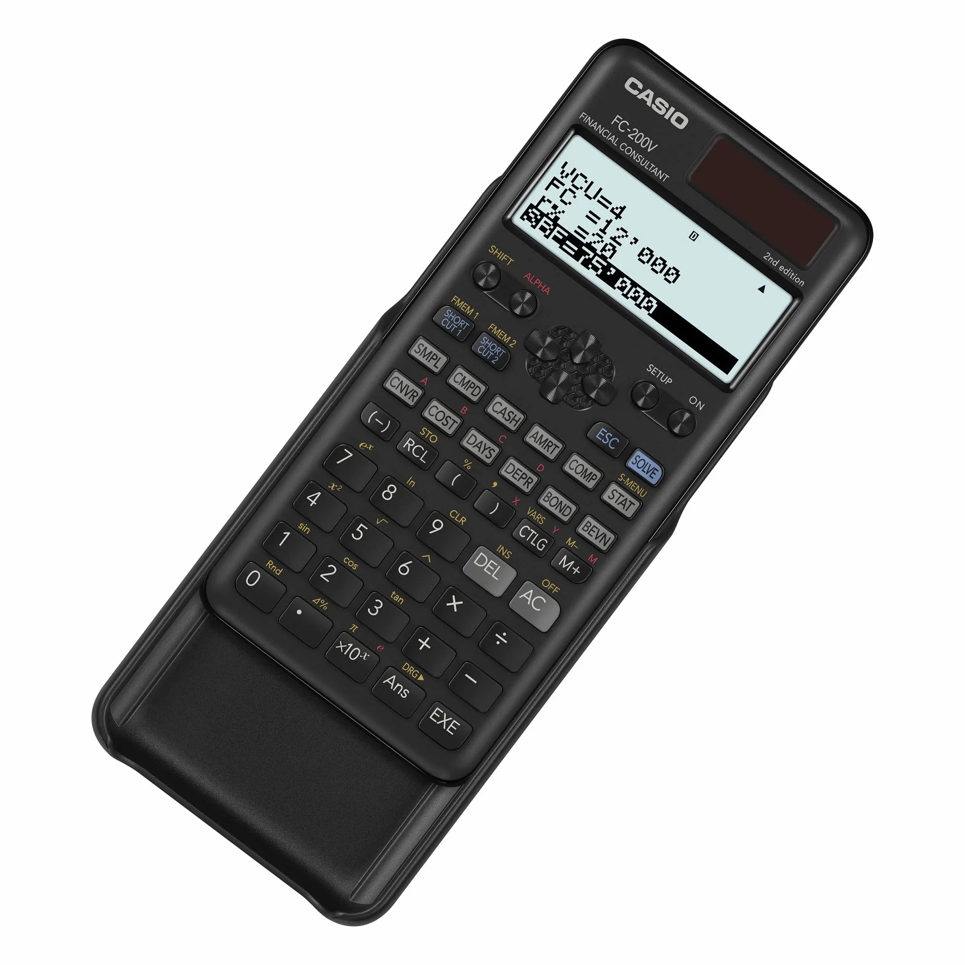 Casio FC-200V-2nd Edition Calculadora financiera, pantalla de 4 líneas, matriz DOT, 10+2 dígitos