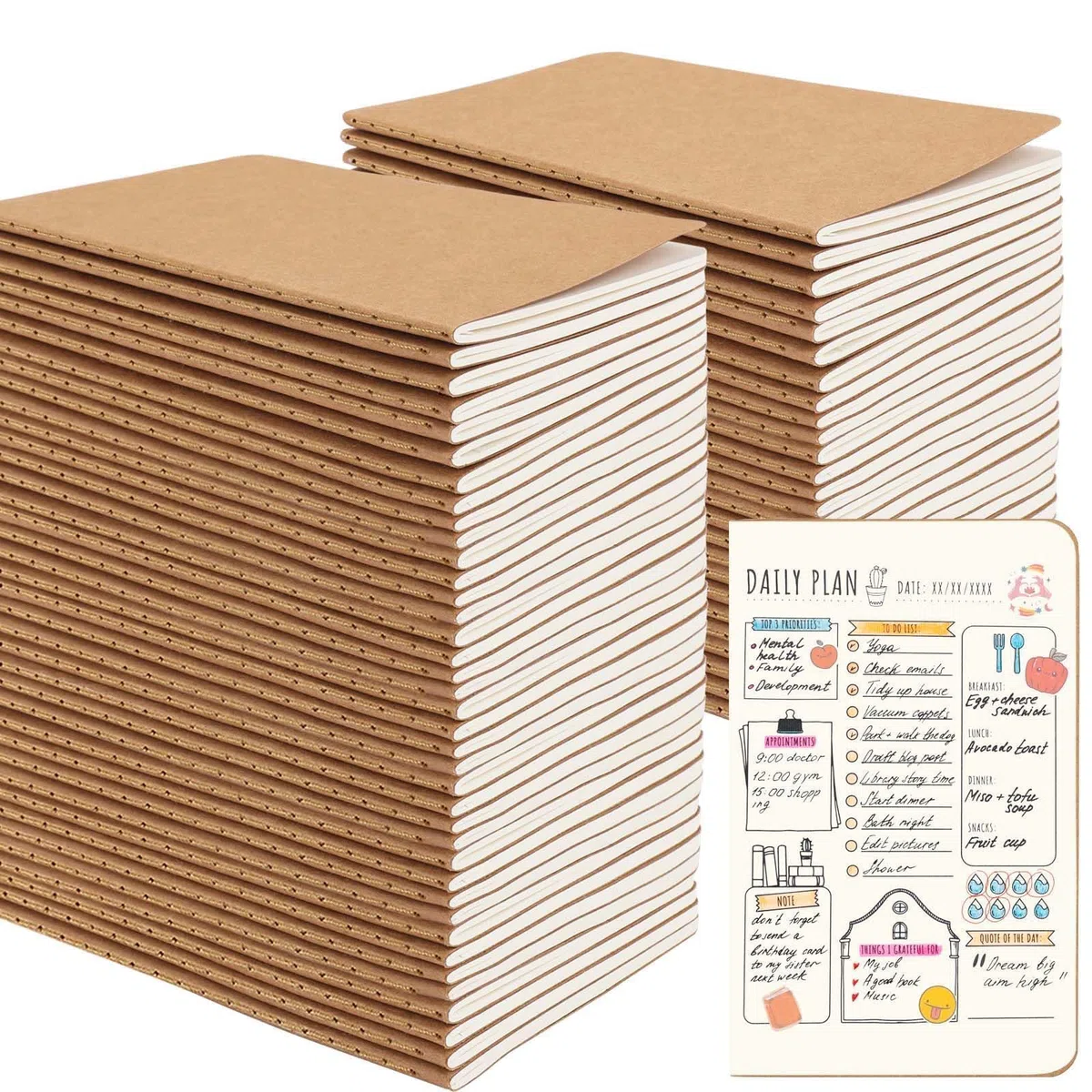 Oucaru 64 mini cuadernos a granel, 3.5 x 5.5 pulgadas, marrón, 60 páginas de papel en blanco, juego de cuadernos de bolsillo pequeño, mini blocs de notas para niños, estudiantes, viajeros, suministros