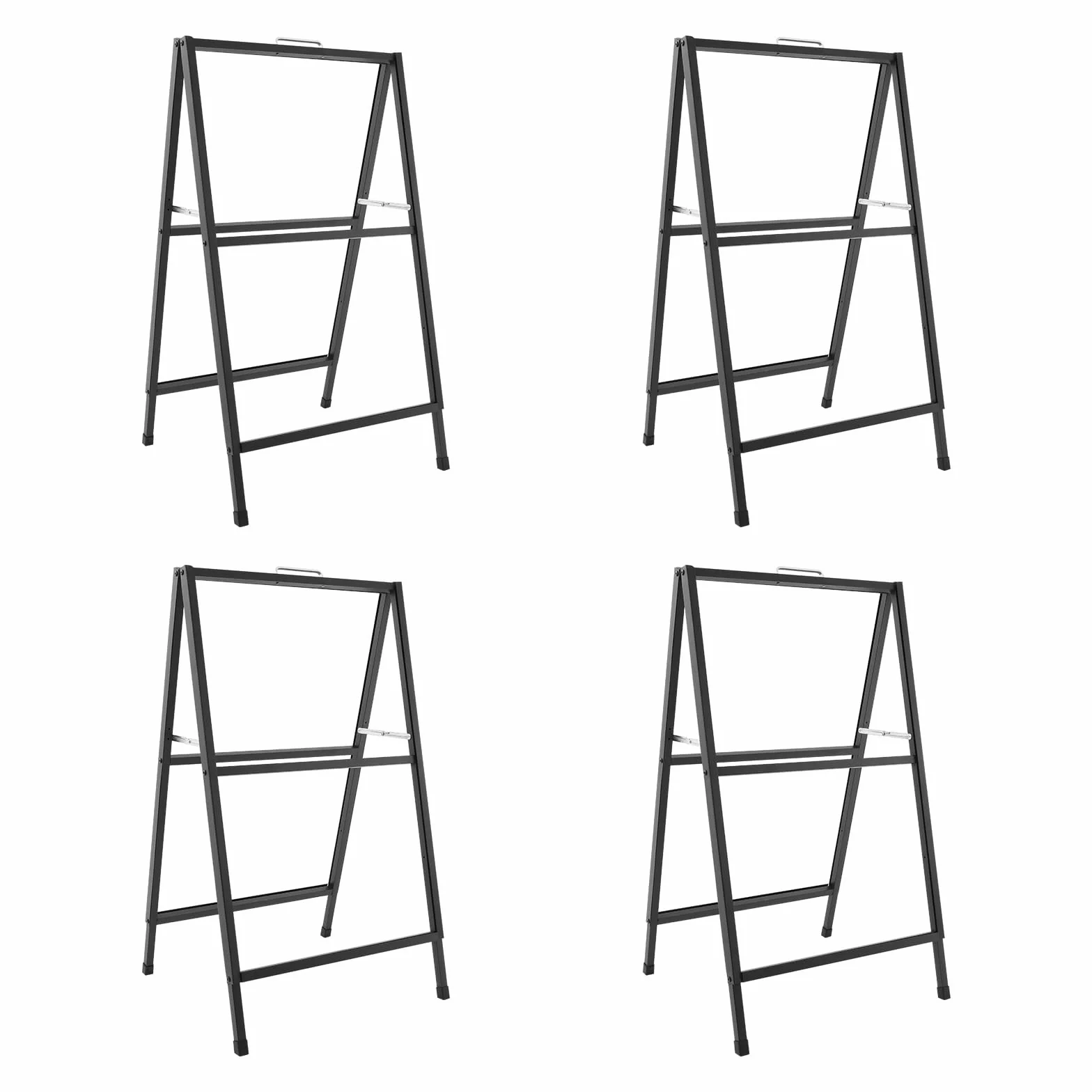Tope de cliente, 4 unidades, soporte para carteles de doble cara y estable, expositor publicitario para publicidad, chapa de acero revestida (60 x 90 cm)