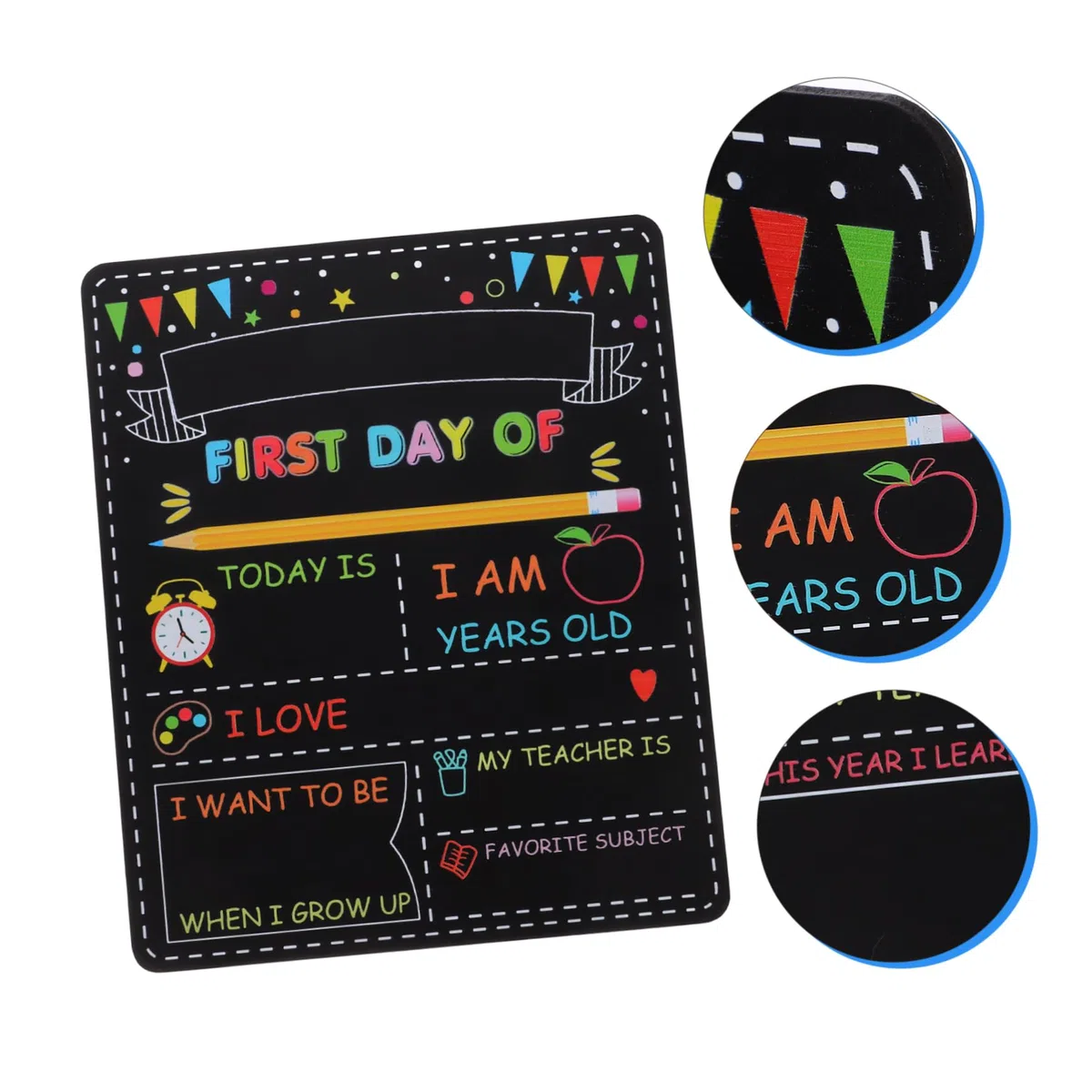 DOITOOL 4 Piezas Tablero Escolar Doble Cara de Madera para Primer Día de Colegio Pizarra Reutilizable para Fotos Decoraciones de Clase para Preescolar y Primaria