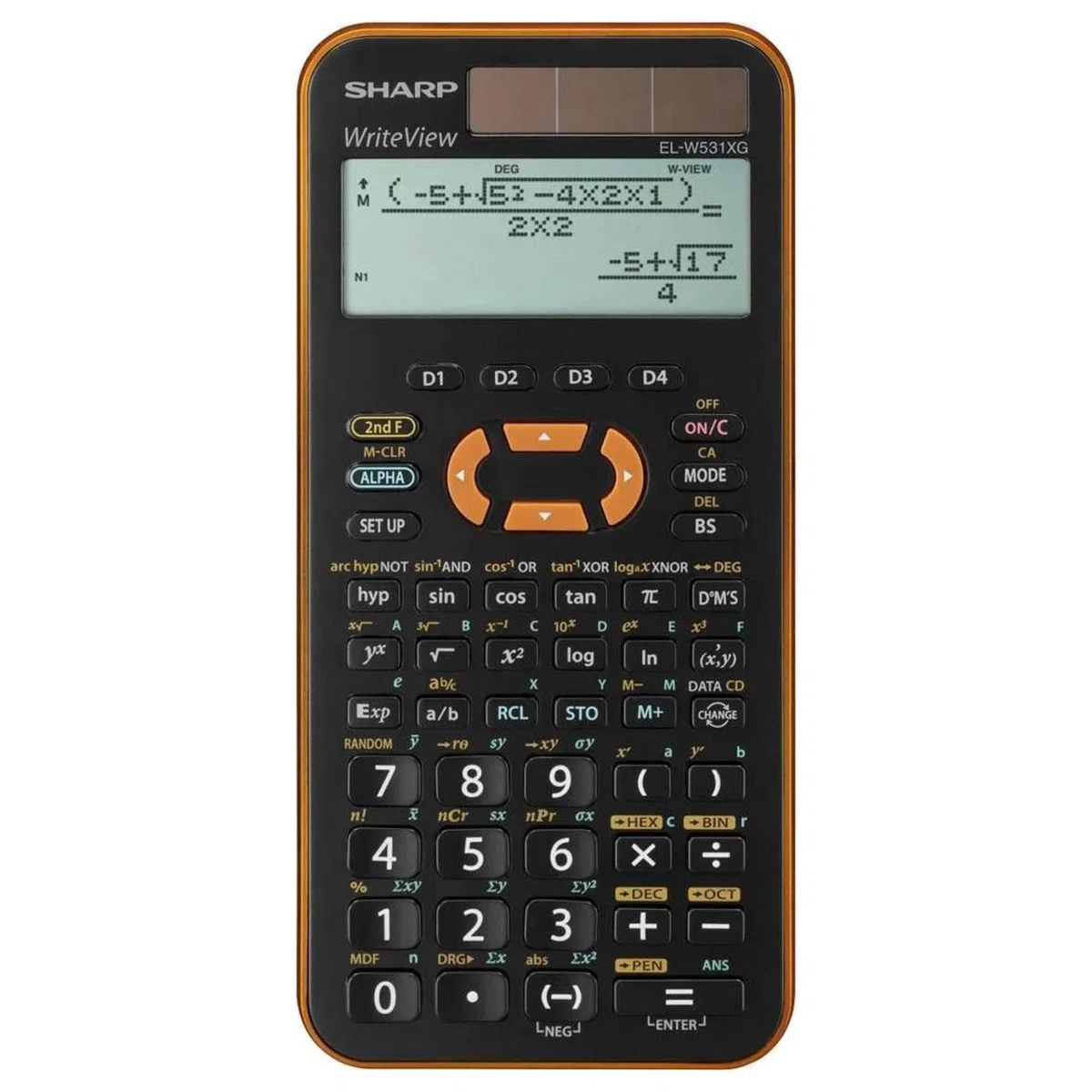 Sharp EL-W531XGYR - Calculadora (bolsillo, Científico, Negro, Naranja, Botones, 96 x 32 Pixeles, Dot-matrix)