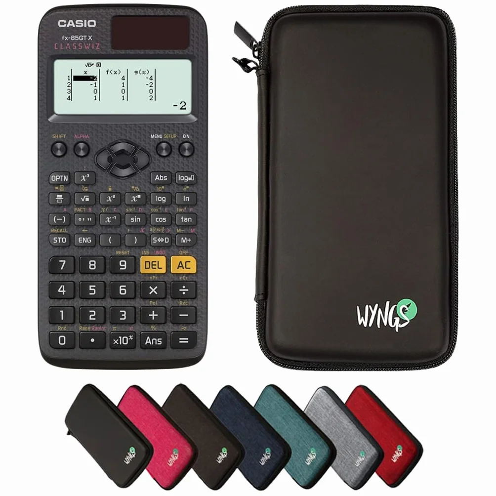Casio fx-85GT X con Funda Protectora WYNGS Negro - Calculadora Científica - Paquete Básico (Inglés)