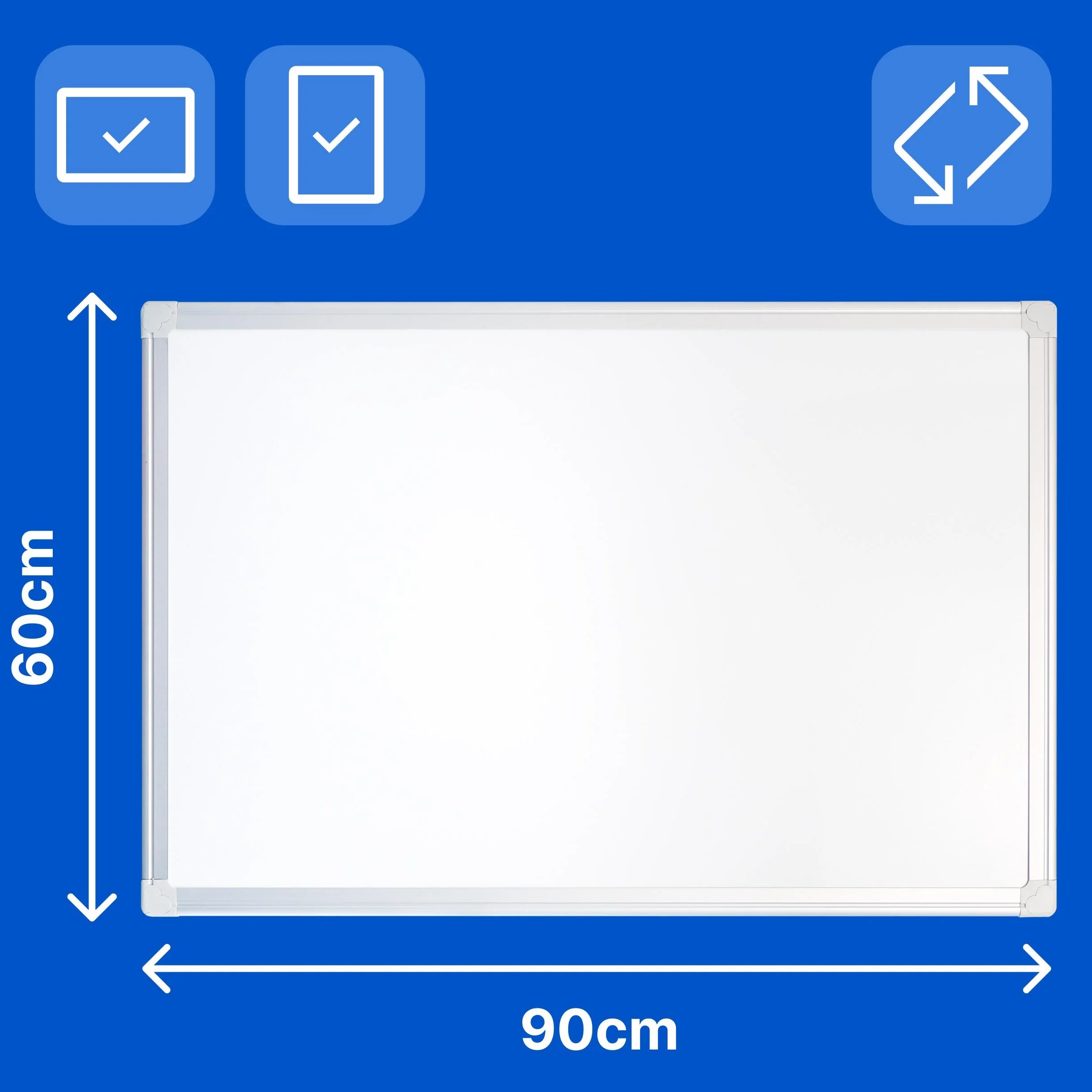 Pizarra blanca magnética Raylu Paper 90 x 60 cm con marco de aluminio y bandeja para rotuladores