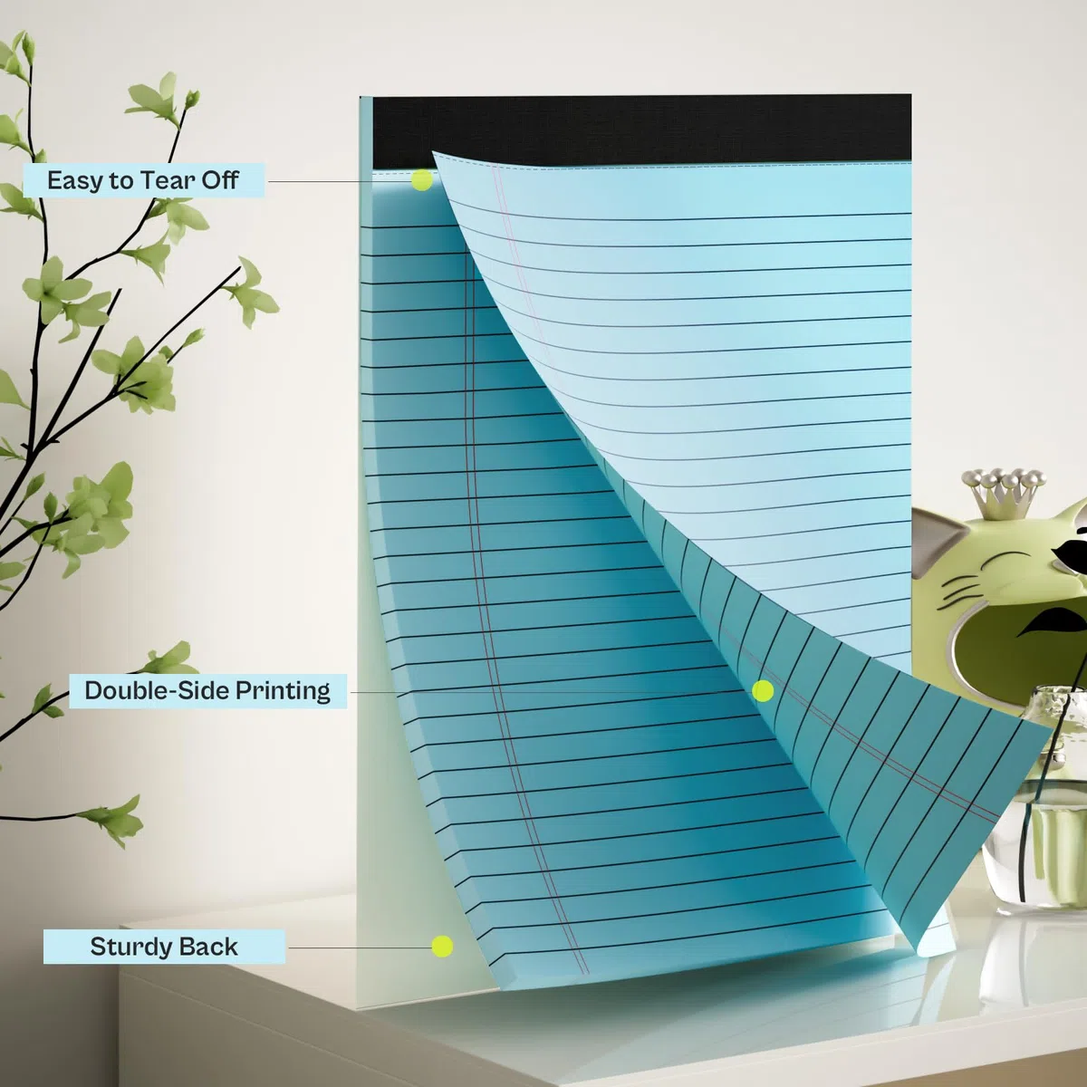 Paquete de 4 blocs legales azules de 8.5 x 11 pulgadas, bloc de notas azules de 8.5 x 11 pulgadas, bloc de notas de 8.5 x 11 pulgadas, bloc de escritura microperforado, bloc de papel rayado ancho,