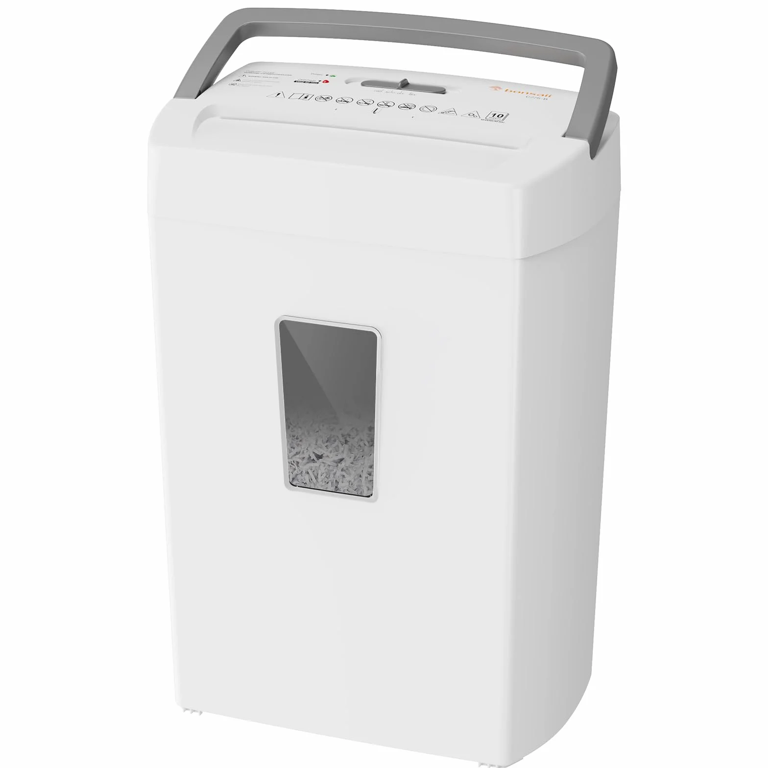 Bonsaii Destructora de Papel Microcortada de 10 Hojas, Nivel de Seguridad P4, con Depósito de 21 litros, Sistema Antiatascos y Protección contra Sobrecalentamiento, Ideal para Oficina/Hogar, C275-B