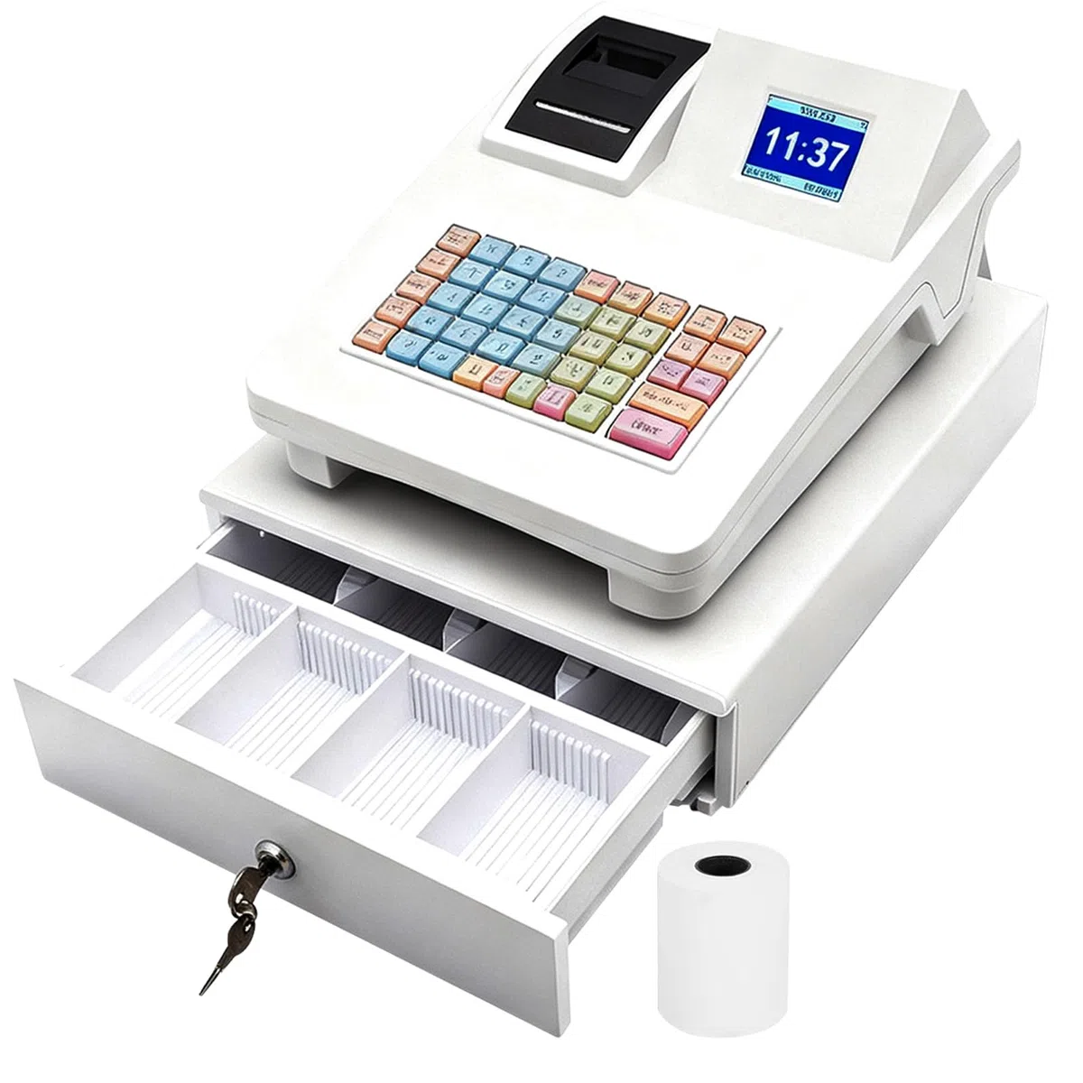 Caja registradora electrónica supermercado caja registradora sistema de caja registradora con LED restaurante caja registradora 48 teclas para pequeño cajón de efectivo para restaurantes supermercados