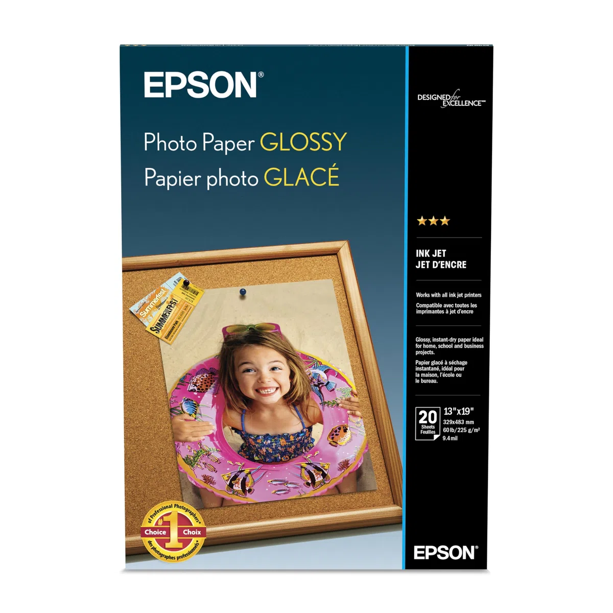 Epson S041143 - Papel fotográfico (Brillo, A3, 20 hojas, 329 mm, 483 mm)