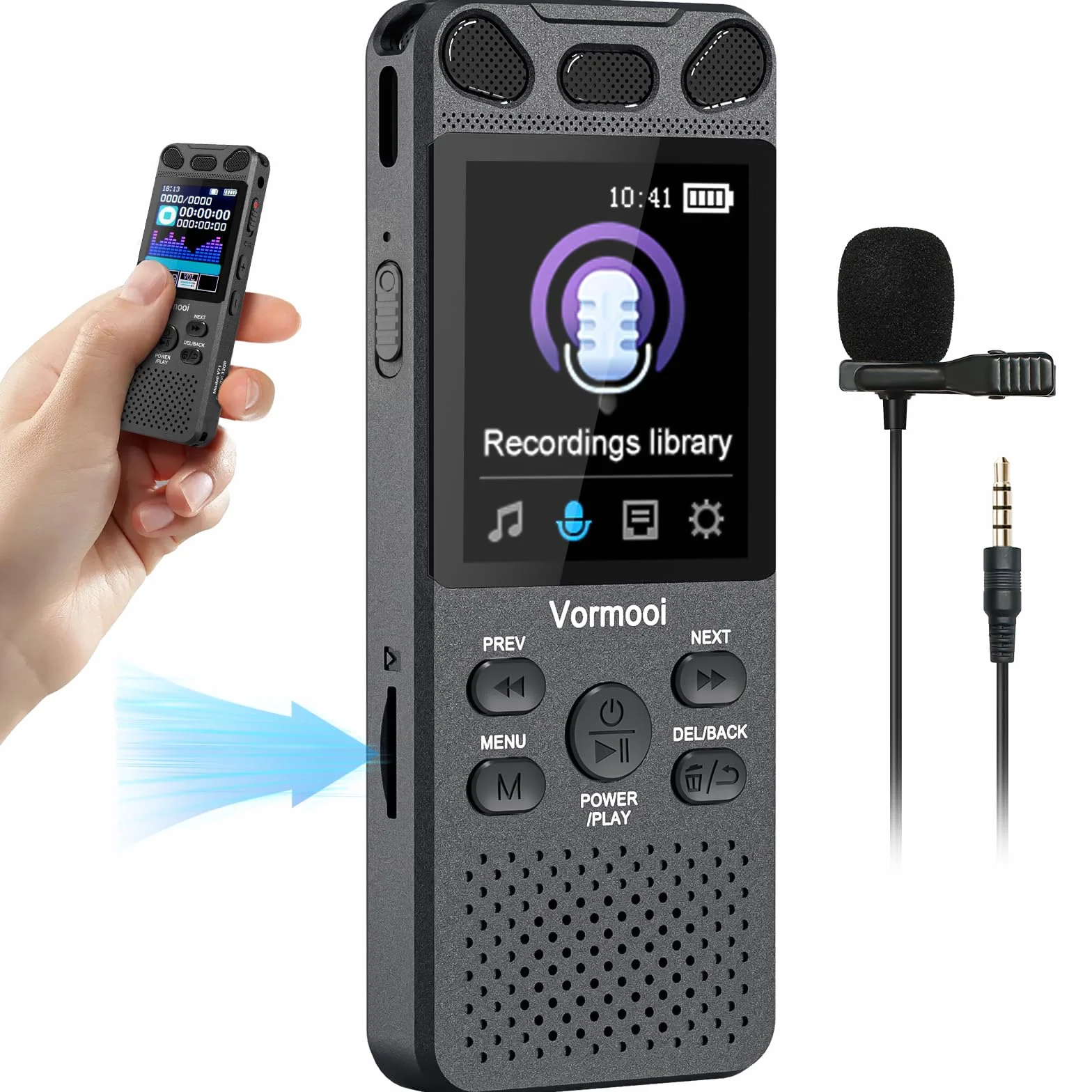 Grabadora de voz de 16 GB con micrófono