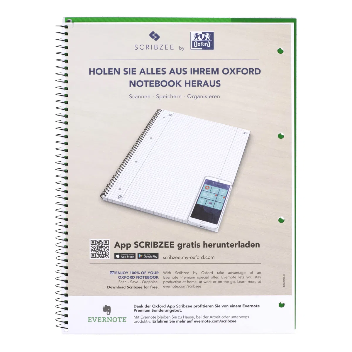 Oxford 100050405 - Cuaderno de espiral (para zurdos, 10 unidades, cuadriculado, 80 hojas, A4, 90 g/m²)