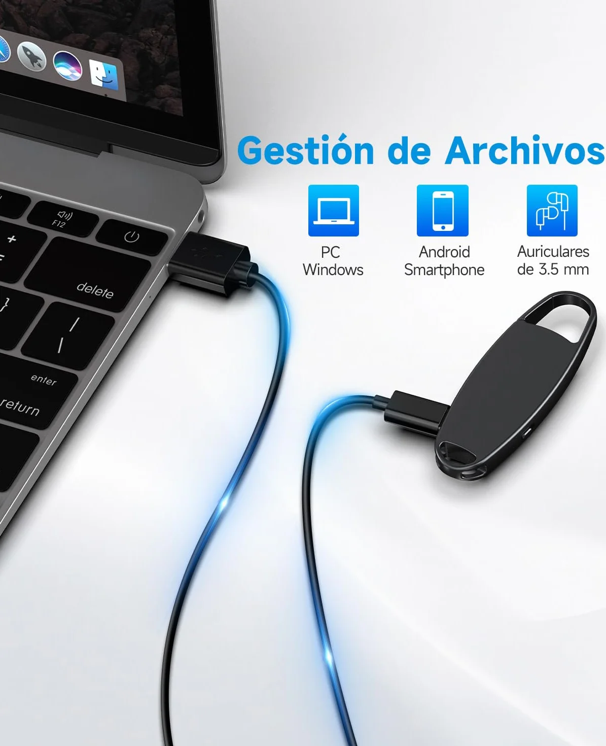 Vandlion HD Grabadora de Voz 32GB USB C Mini Reducción de Ruido 25 Horas para Reuniones Conferencias