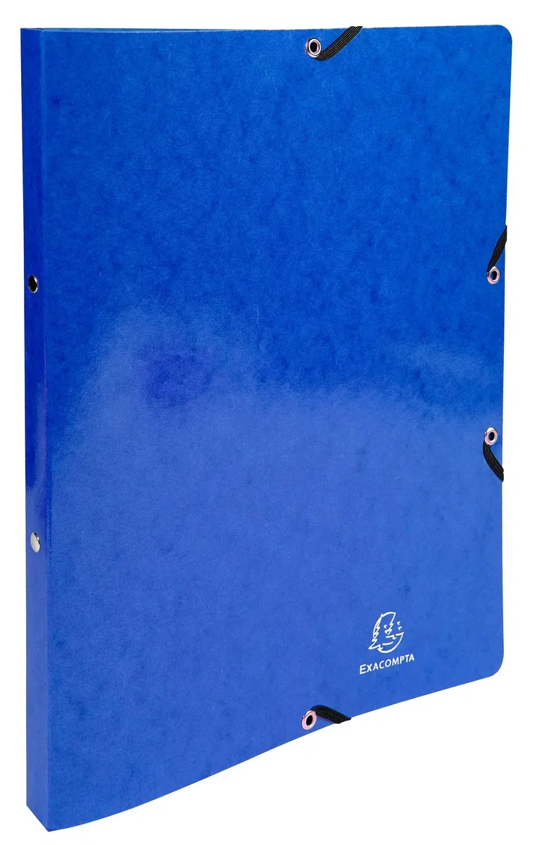 Exacompta - Ref. 54882E - Cartón de 20 archivadores de tarjeta brillante con gomas - 2 anillos redondos de 15 mm - Espalda 20 mm - Dimensiones exteriores: 32 x 25 cm - Tamaño A4 - Azul oscuro
