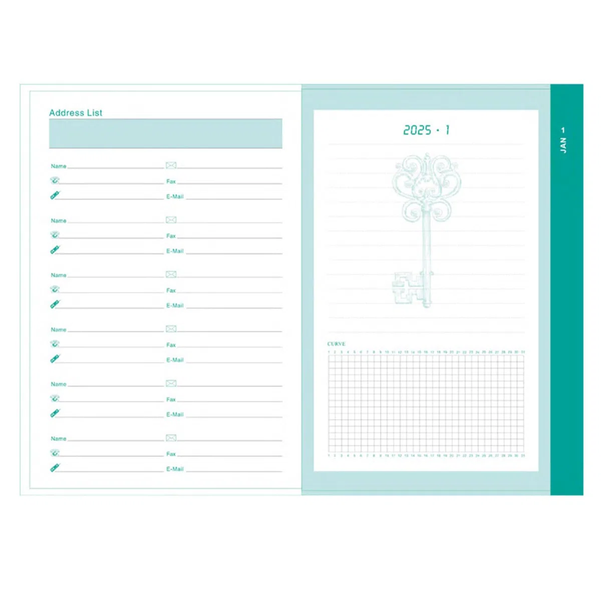 Agenda diaria 2025, cuaderno de tamaño A5, calendario semanal y mensual, una página por día, enero a diciembre de 2025, 365 páginas, organización de citas, diario anual, registro de recuerdos (verde)