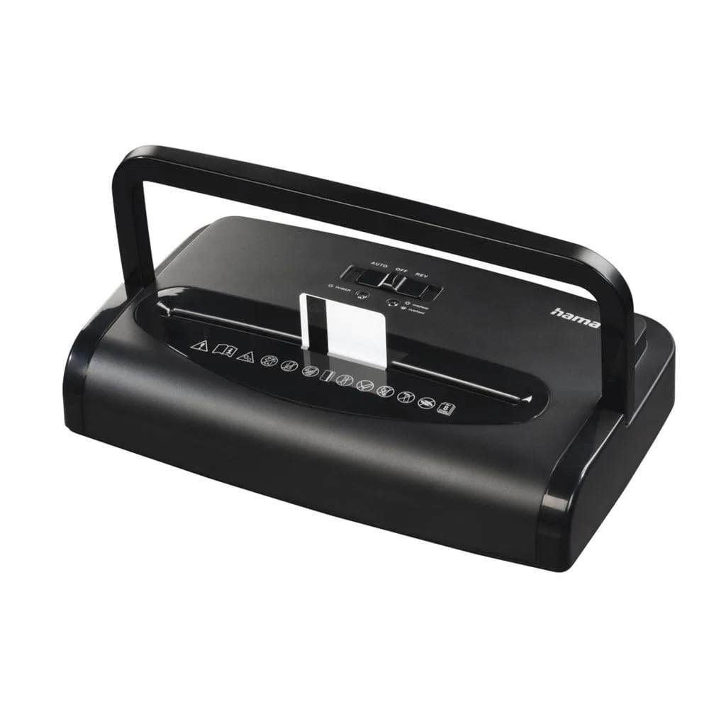 Hama |Trituradora de Papel Premium M8 Nivel Seguridad E-4,P-5,T-5,20L,Negro | Dimensiones 32,5 x 20,8 x 42 cm, MAX. Nivel de Ruido: 68 db, MAX. Velocidad de Corte: 2 m/min