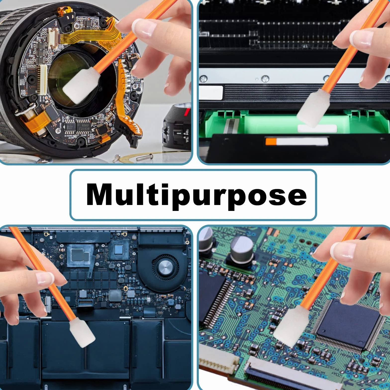 200pcs 5.11" BVN Bastoncillos de Limpieza, Kits de Bastoncillos de Espuma para Impresoras de Inyección de Tinta, Cabezales de Impresión, Cámaras, Lentes Ópticos y Equipos Ópticos (Naranja).