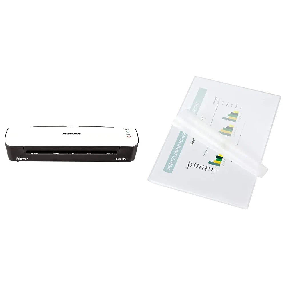 Fellowes Plastificadora Sola A4, para uso ocasional, 125 micras + ImageLast Pack de 25 fundas de plastificar, formato A4, 80 micras