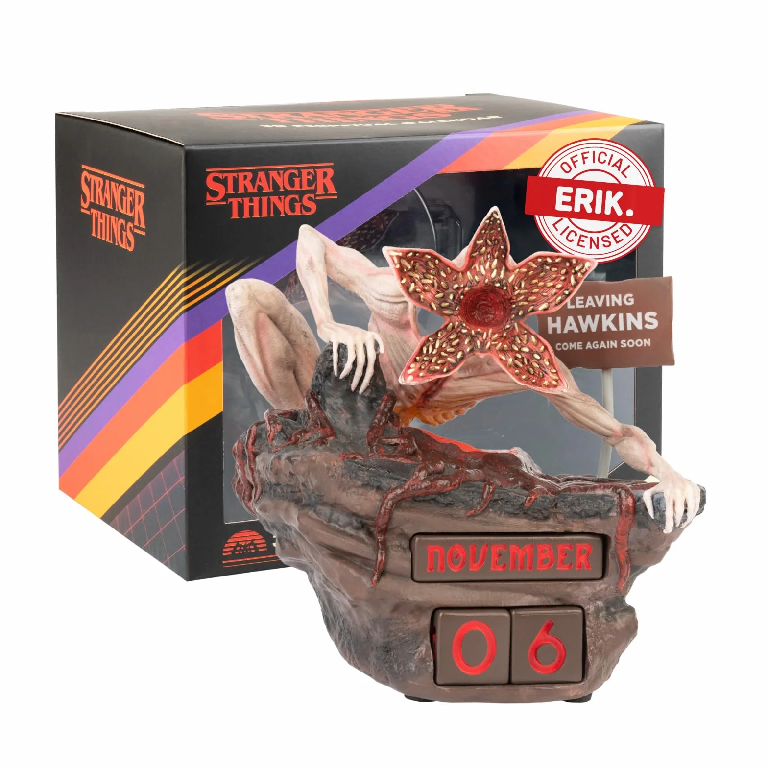 Calendario Stranger Things Officcial Merch | Calendario Adviento Stranger Things | Figura Demogorgon | ST Merchandising Oficial