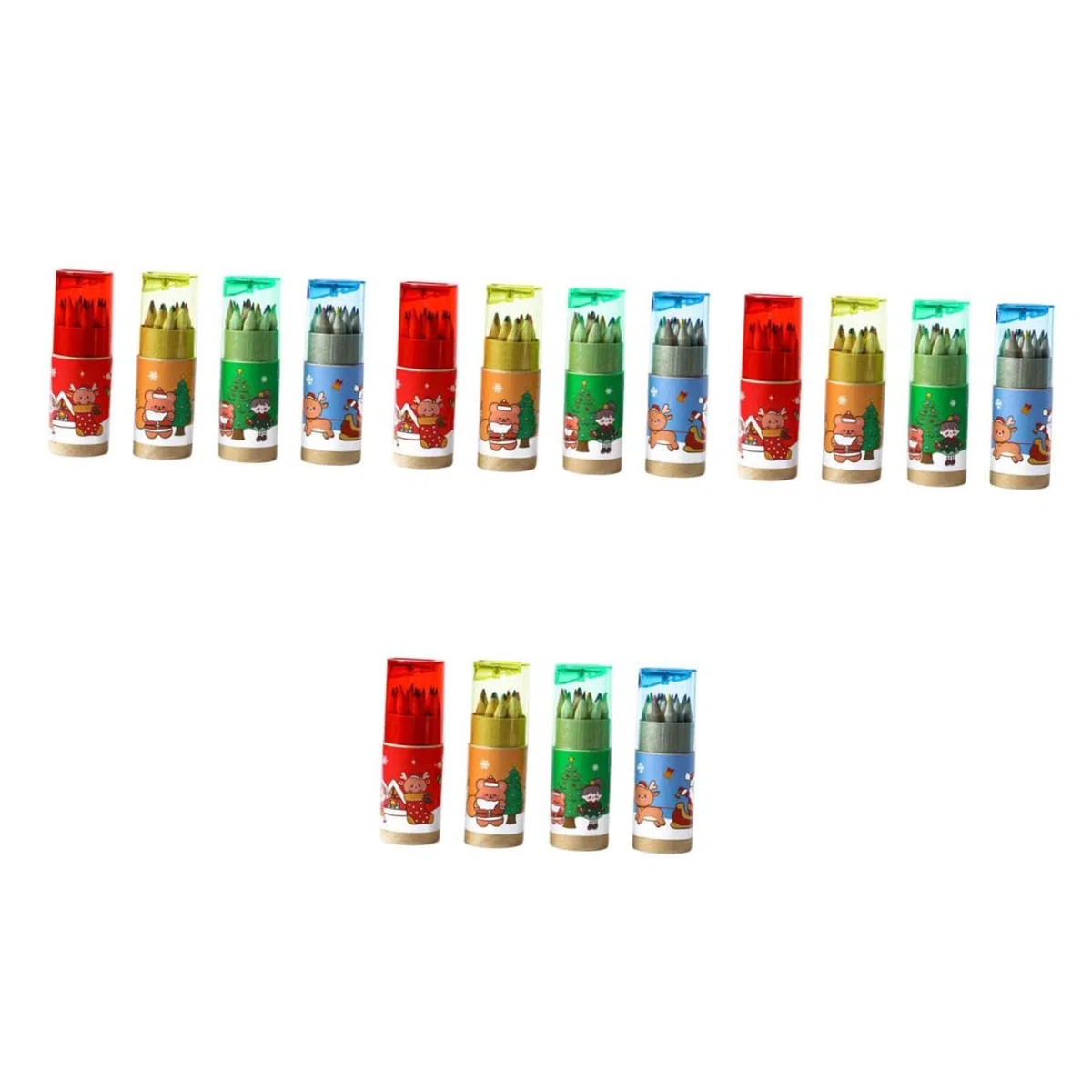 SHINEOFI Lápices Navideños Para Alumnos 12 Lápices De Escuela Navidad Cajas Aula Cuberterias Resistentes Al Agua De Dibujo Domésticos Madera 4 Cajas*4
