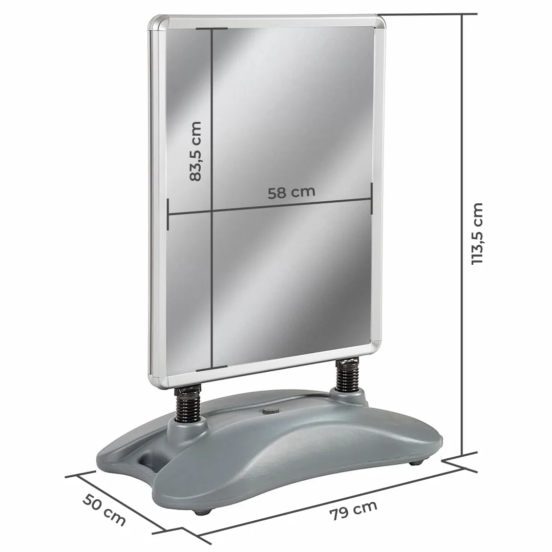 tectake Vitrina Expositora Caballete Doble Cara DIN A1 20 litros Base Sistema Clic Incluye Dos Láminas Protectoras Publicidad Exterior