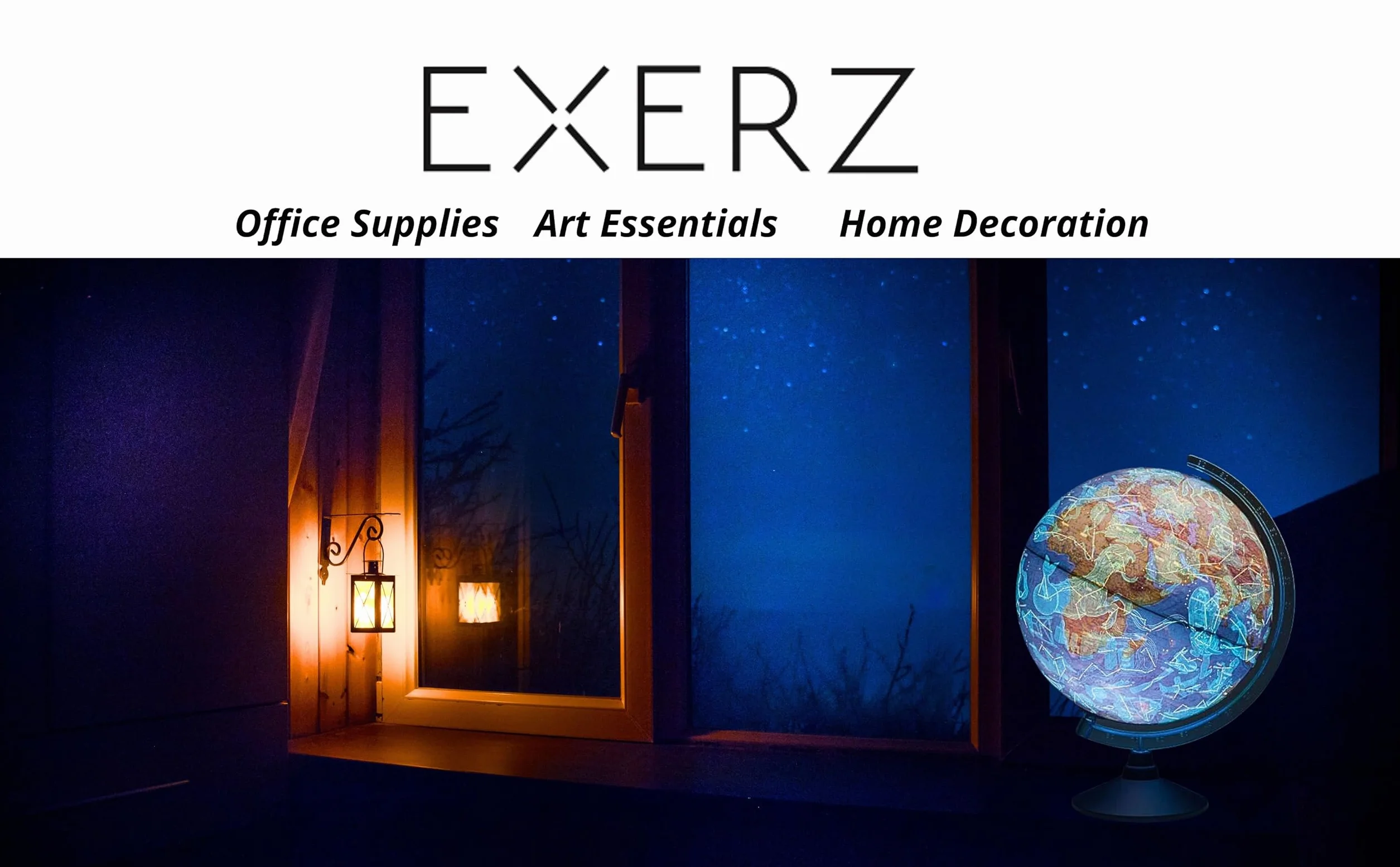 Exerz 21cm Globo terráqueo iluminado - Mapa en inglés - Mapa físico Diurno/Constelación de estrellas con iluminación (21 cm nuevo)