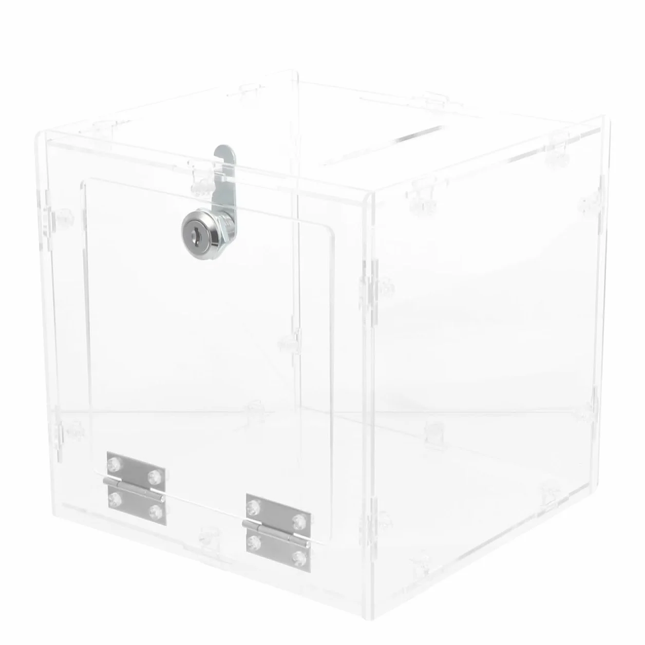 Caja De Donación Acrílica Transparente Con Cerradura Y Ranura 7.87x7.87x7.87 Pulgadas Para Eventos Recaudación De Fondos