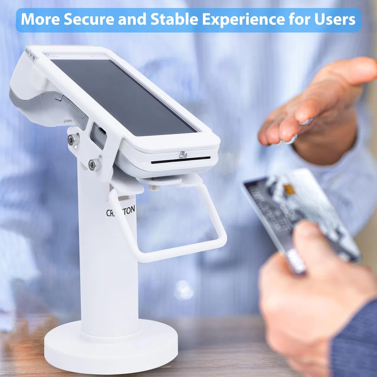 Soporte de terminal POS para Pax A920/A920 Pro, soporte de tarjeta de crédito, soporte de lector de tarjetas de crédito inclinable y giratorio de 7 pulgadas de alto, soporte de terminal de