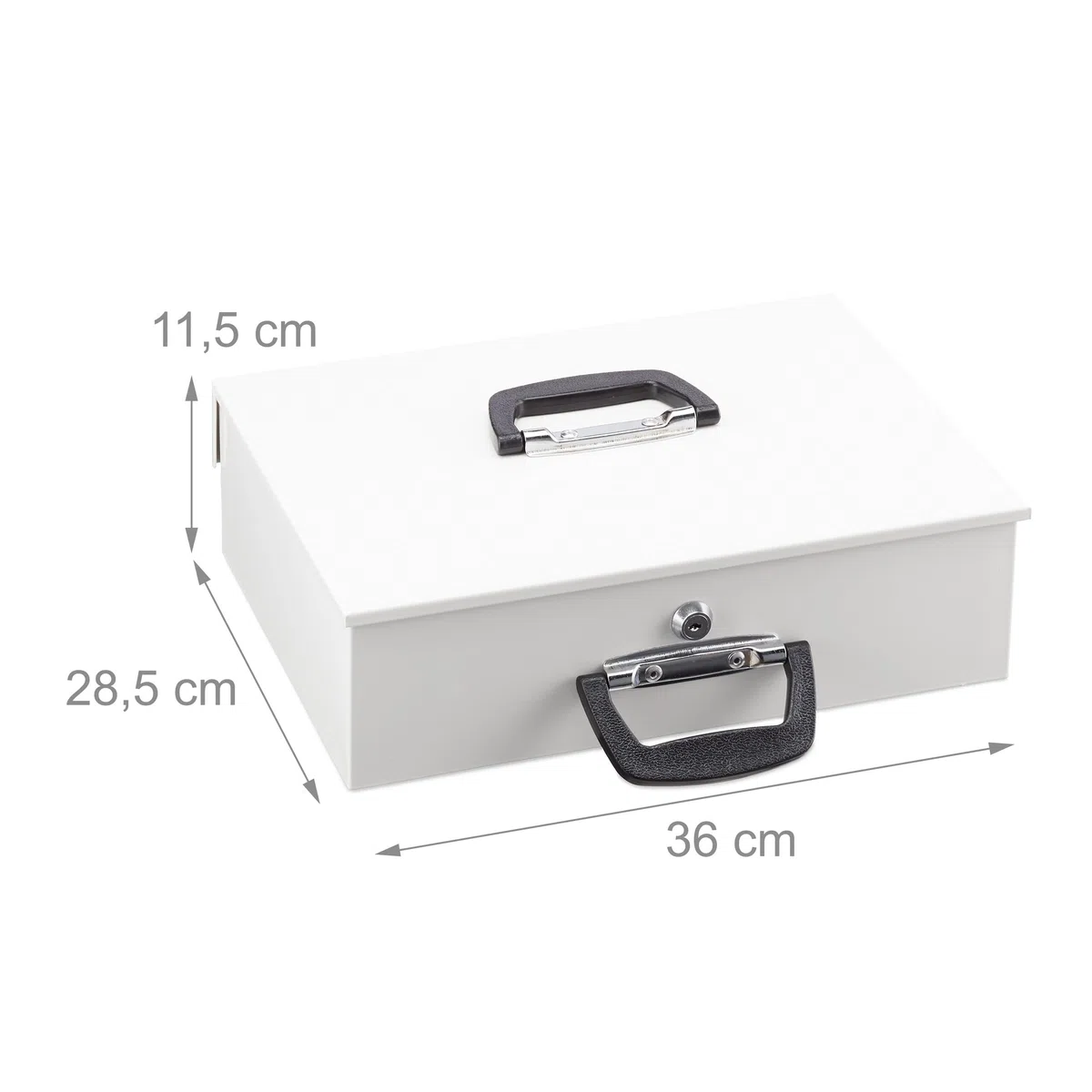 Relaxdays Caja de Dinero con Contador de Monedas, Cerradura con Llaves, de Hierro, 11,5 x 36 x 28,5 cm, Blanco