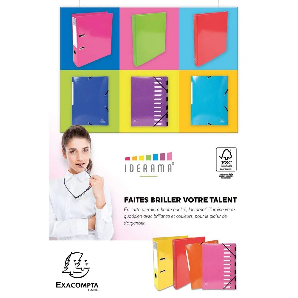 Exacompta - 55821E - Caja de 25 subcarpetas elásticas Iderama - Capacidad Maxi 3 bolsillos con tapeta - en cartulina plastificada brillante 425 g/m2 - tamaño 24 x 32 cm para formato A4 - color negro